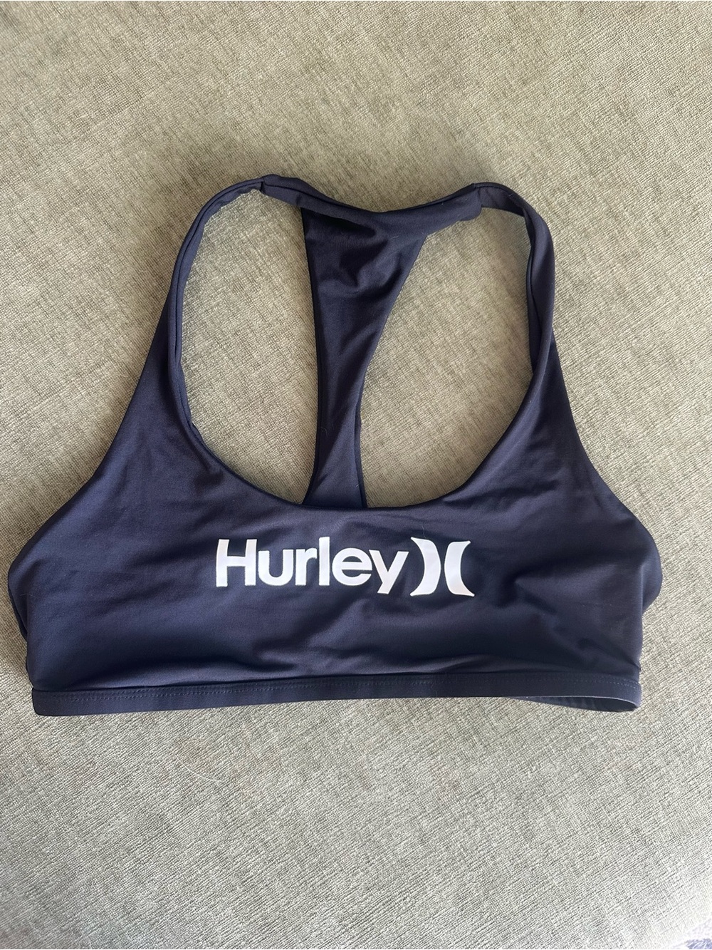 Hurley black bikini top with White Logo Racerback
